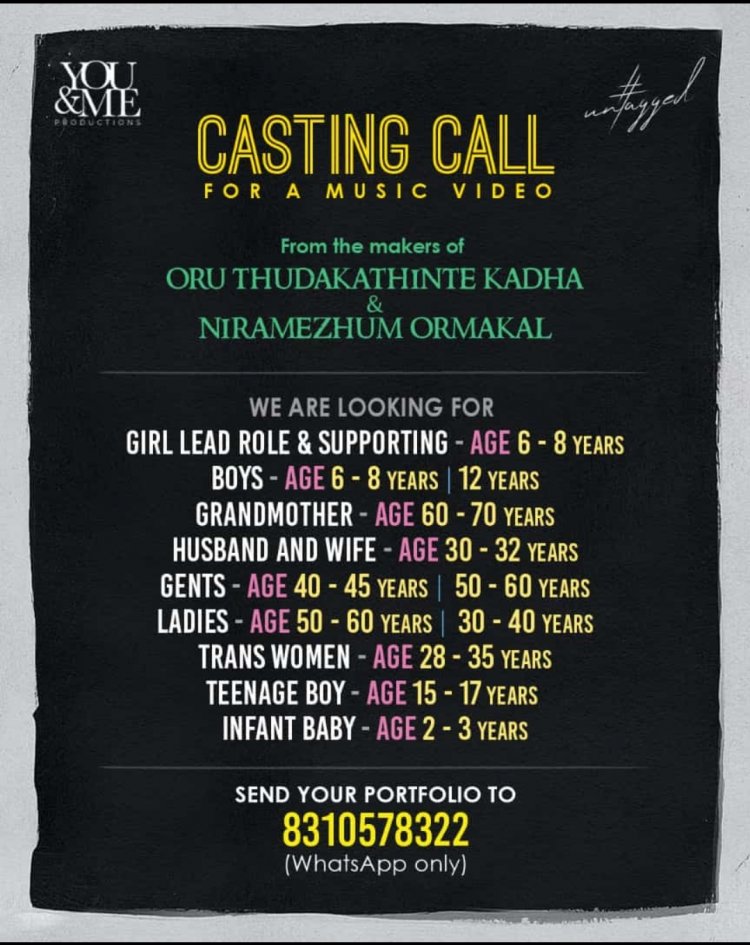 Untagged music band and You & Me productions are looking for acting talents for their music video.